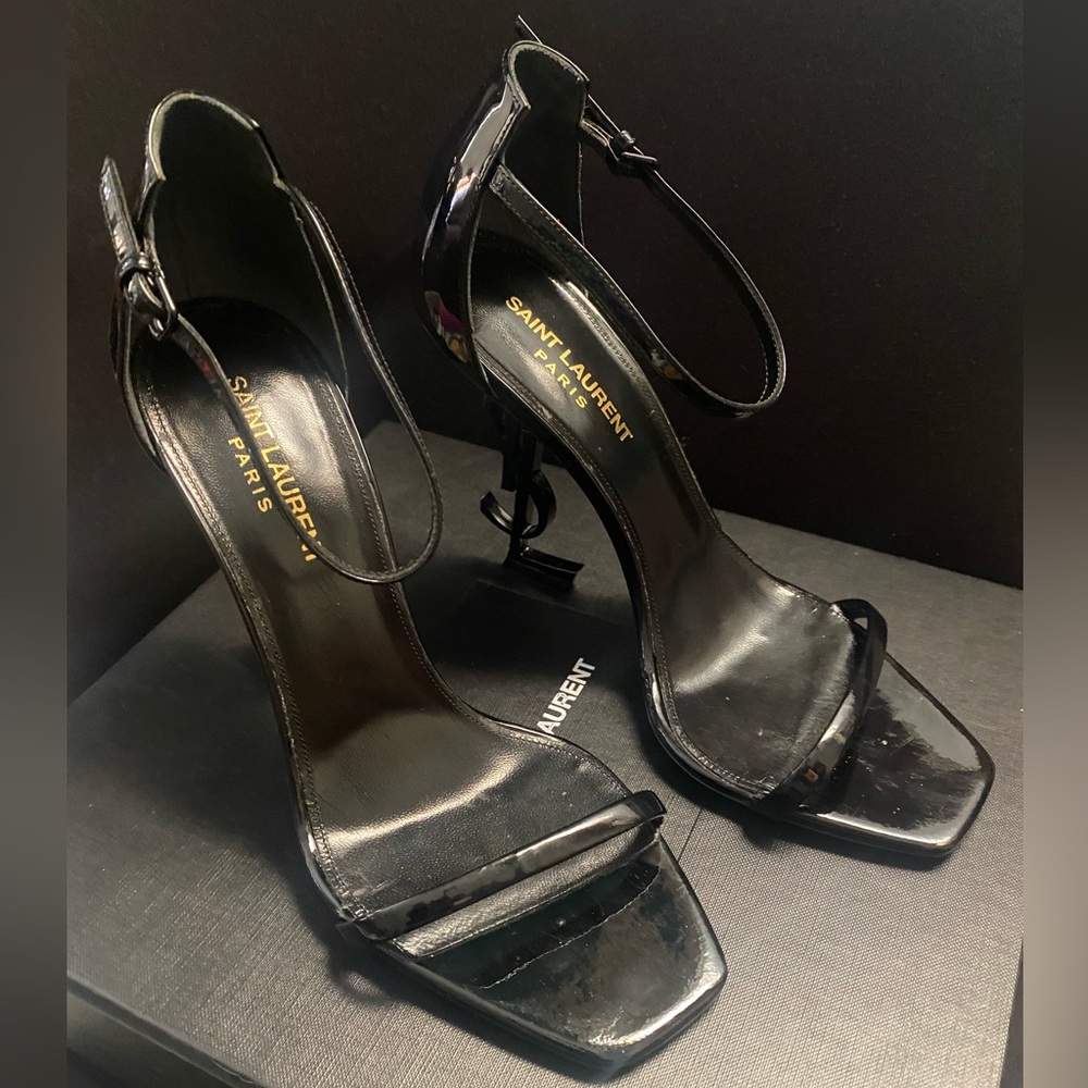 YSL Saint Laurent Opyum Heeled Leather Sandals size 8